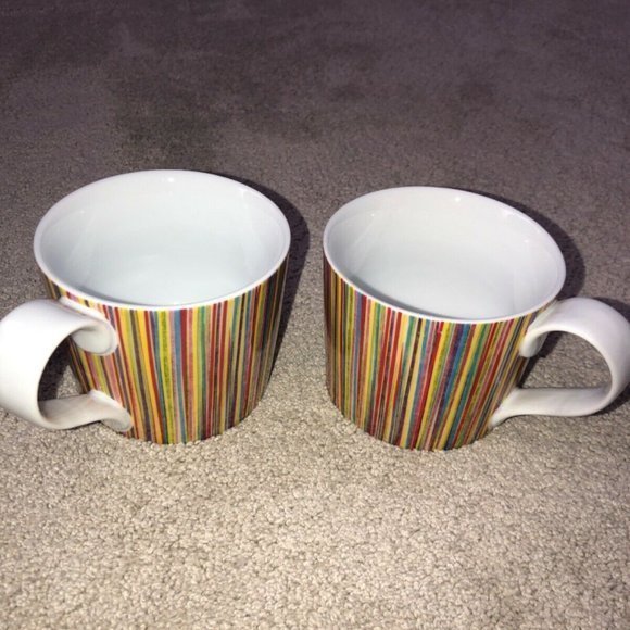 Starbucks 2008 Multi Colored Rainbow Stripe Coffee Mug Set‎ (2) - Picture 2 of 12